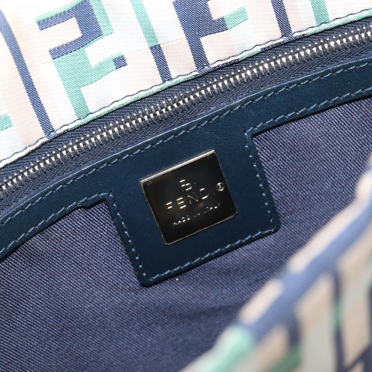 Fendi Logo Zucca Nylon, Green, Nylon, Tote Bag