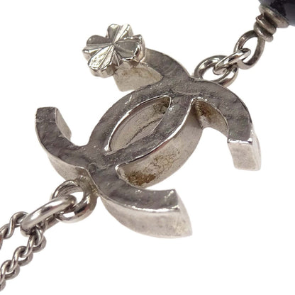 Chanel CC Clover Pendant Chain Metal with Enamel, Silver, Silver Plated, Necklace