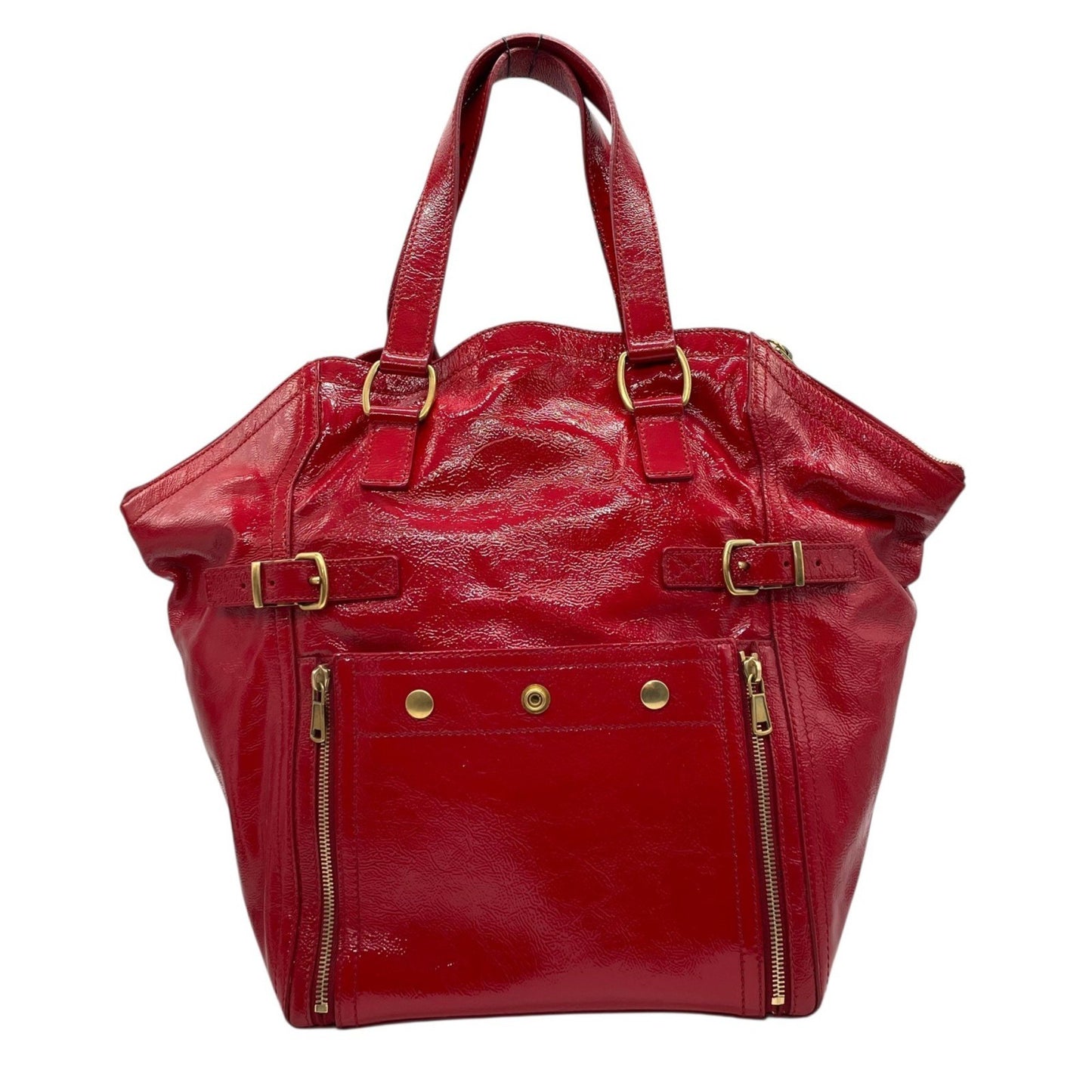 Saint Laurent Downtown Handbag Patent, RED, LEATHER, Handbag