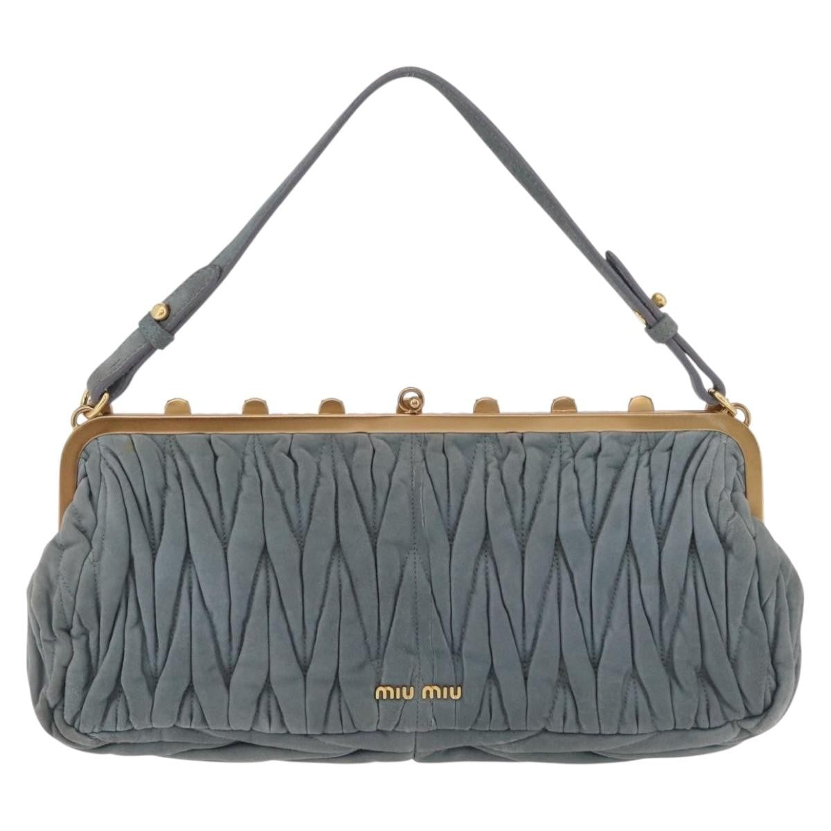 Miu Miu Matelassé Frame Clutch Matelassé Leather, Gray, Suede, Clutch