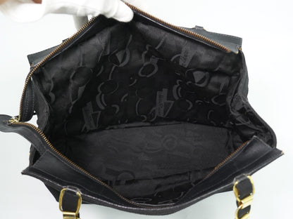 Salvatore Ferragamo Vala Chain Canvas, Black, Canvas, Shoulder Bag