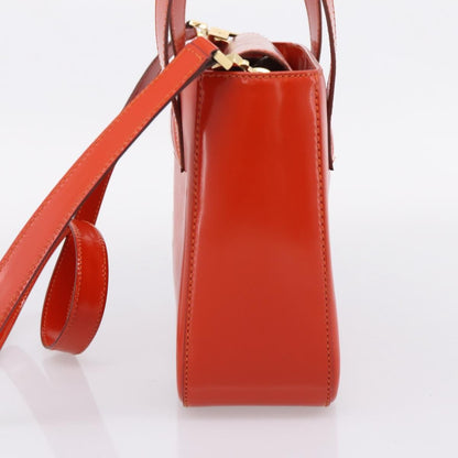 Celine Top Handle Leather, Orange, Leather, Handbag