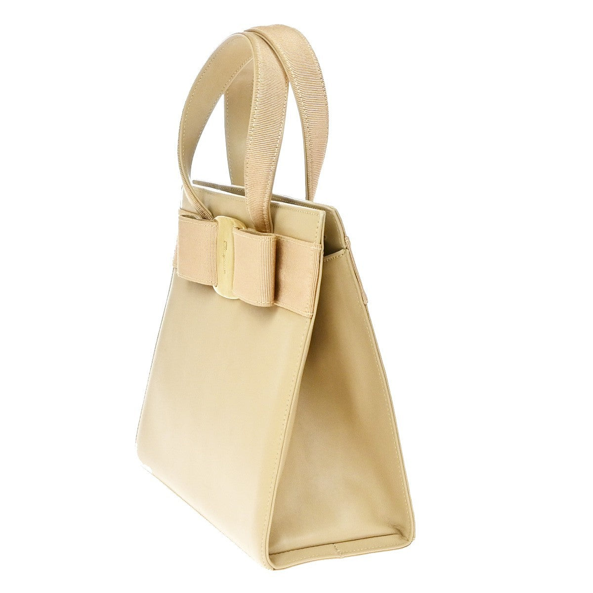 Salvatore Ferragamo Convertible Vara Bow Leather, Beige, Leather, Tote Bag