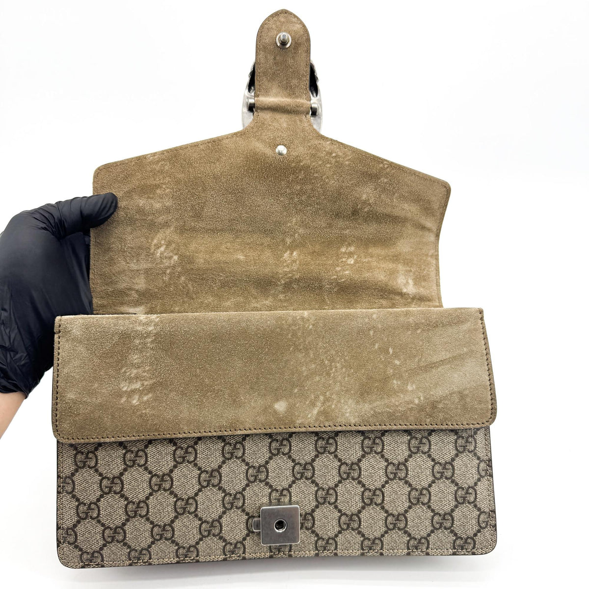 Gucci Dionysus GG Coated Canvas, Brown, Suede, Handbag