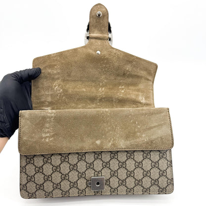 Gucci Dionysus GG Coated Canvas, Brown, Suede, Handbag