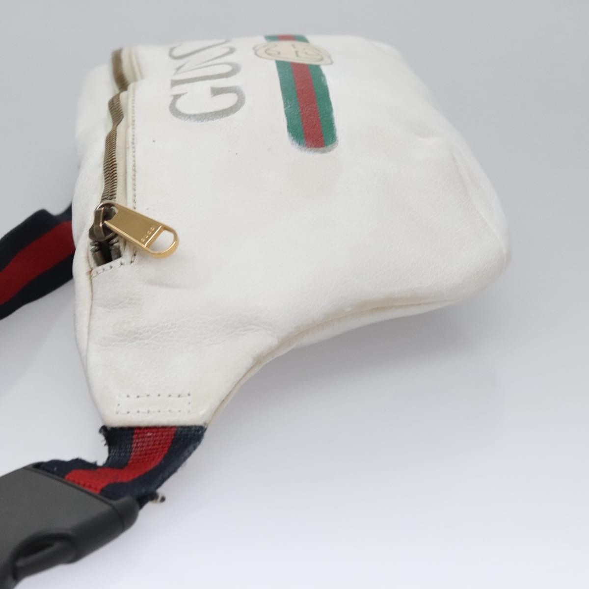 Gucci Logo Belt Leather with Enamel Buckle, White, Leather, Belt