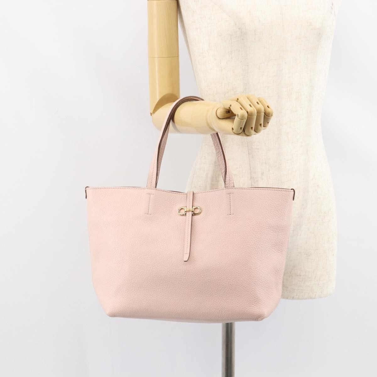Salvatore Ferragamo Gancini Tote Leather, Pink, Leather, Tote Bag