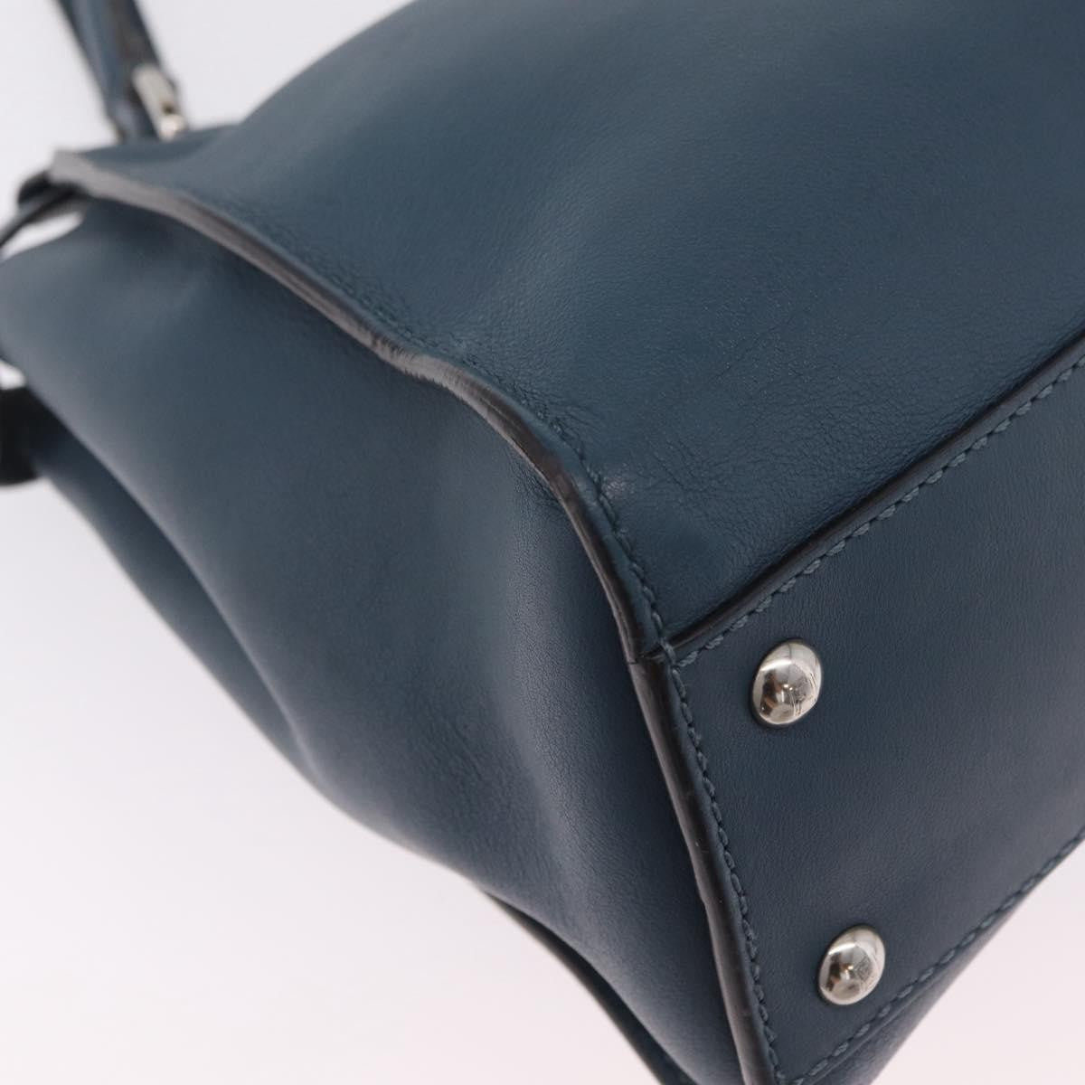 Fendi Peekaboo Ruffled Leather, Blue, Leather, Handbag