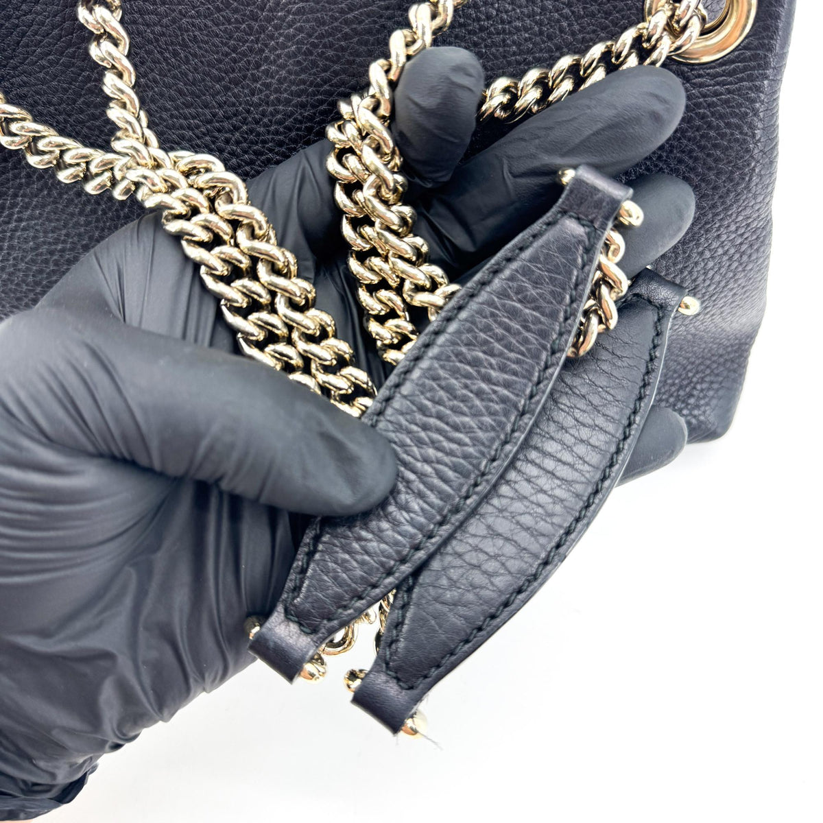 Gucci Soho Chain Strap Leather, Black, Leather, Shoulder Bag