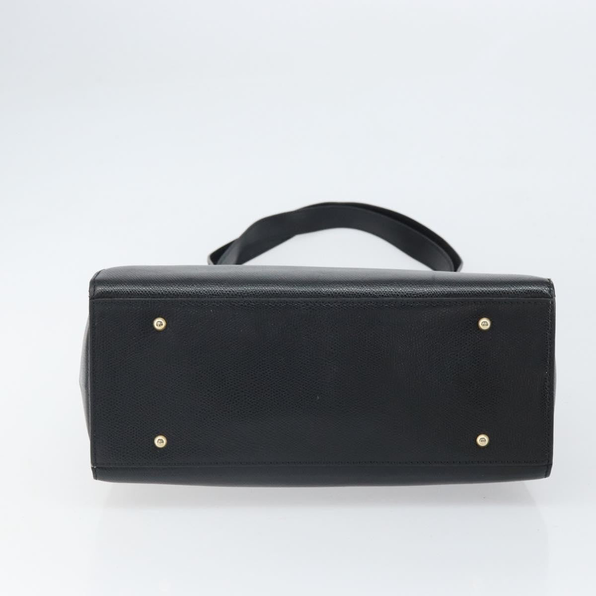 Celine Vintage turn lock shoulder Leather, Black, Leather, Handbag