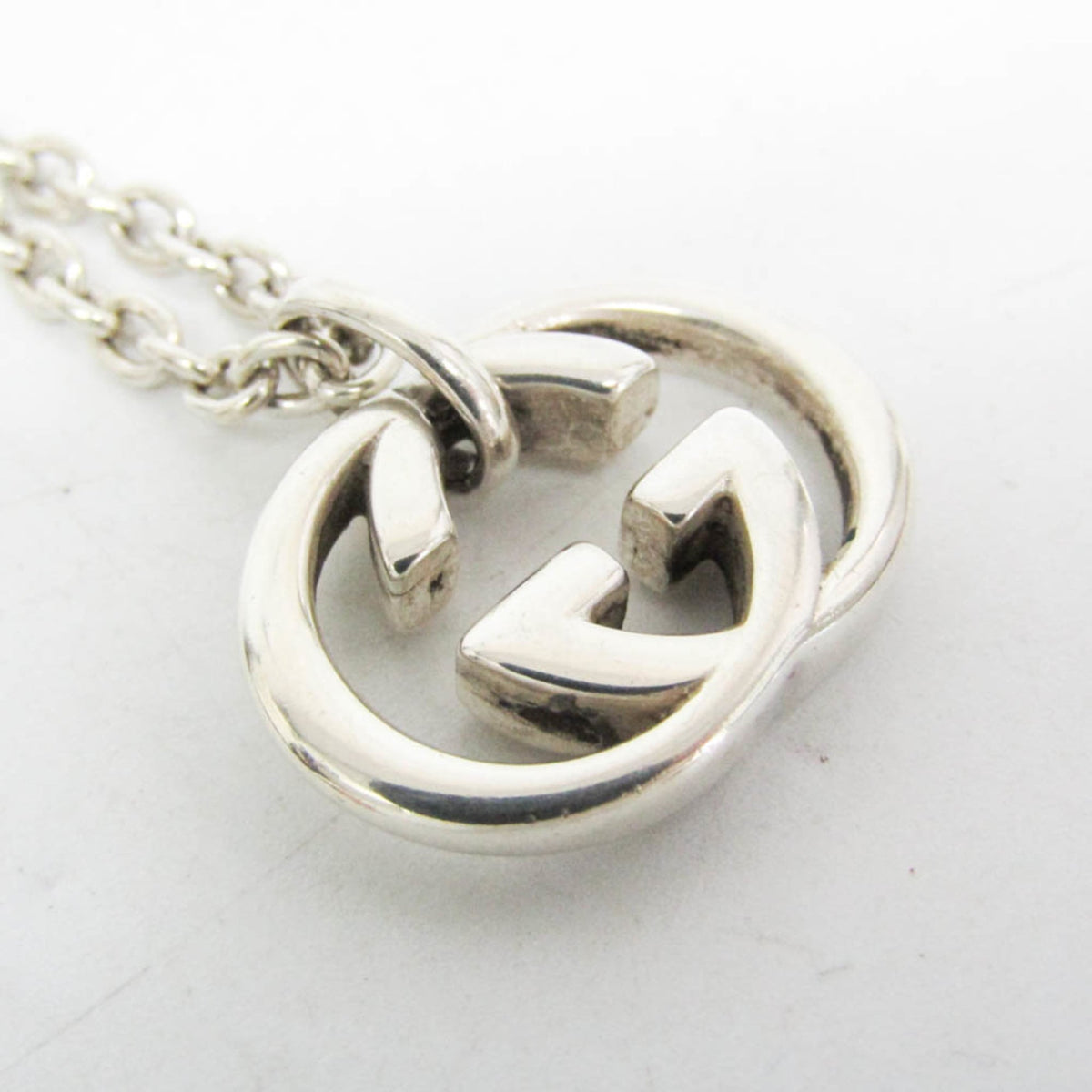 Gucci Engraved Interlocking G Chain Link Pendant Sterling Silver, Silver, Silver, Necklace
