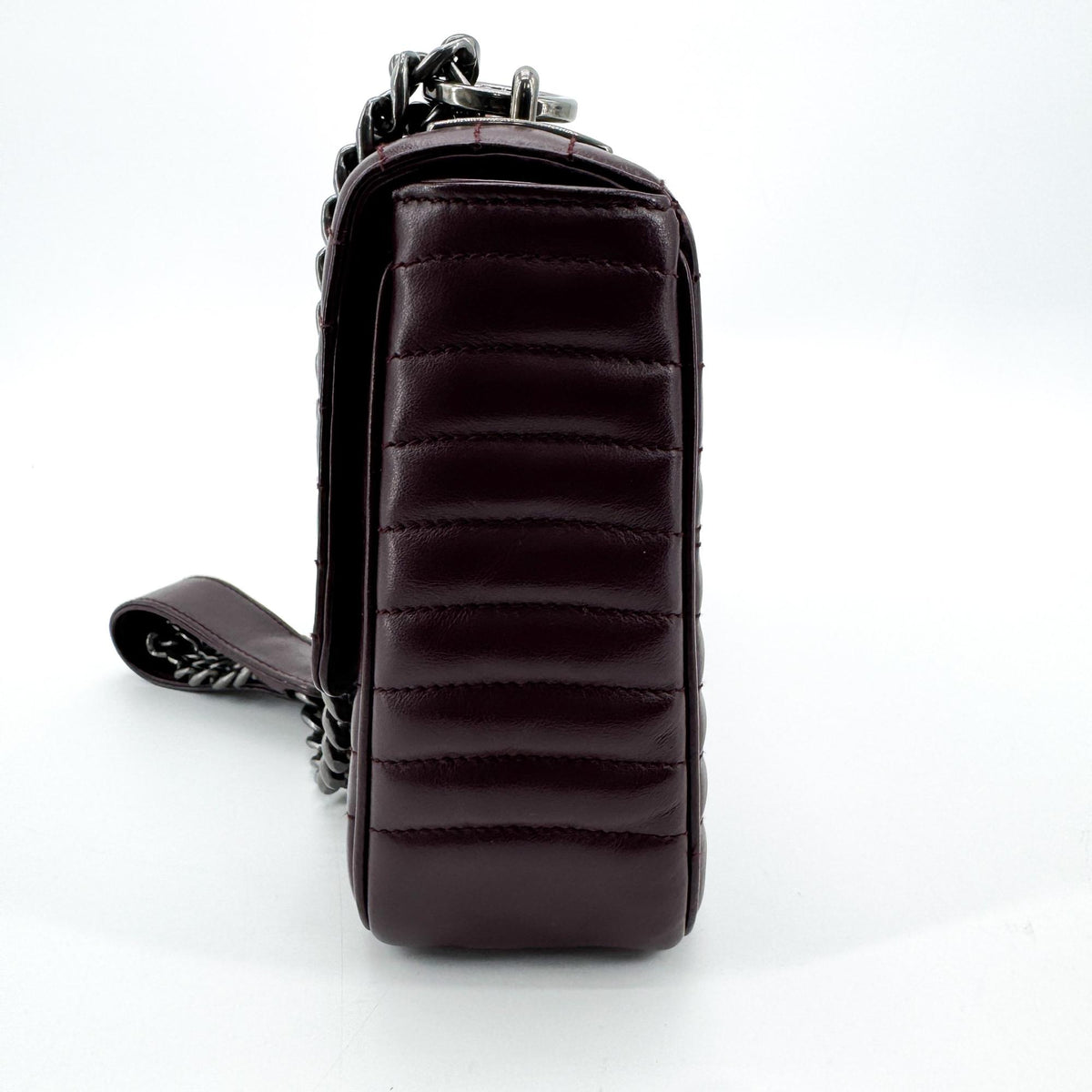 Prada Chain Flap Diagramme Quilted Leather, Burgundy, Leather, Shoulder Bag
