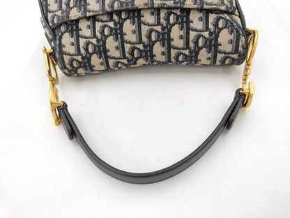 Christian Dior Saddle Oblique Canvas, Beige, Canvas, Handbag