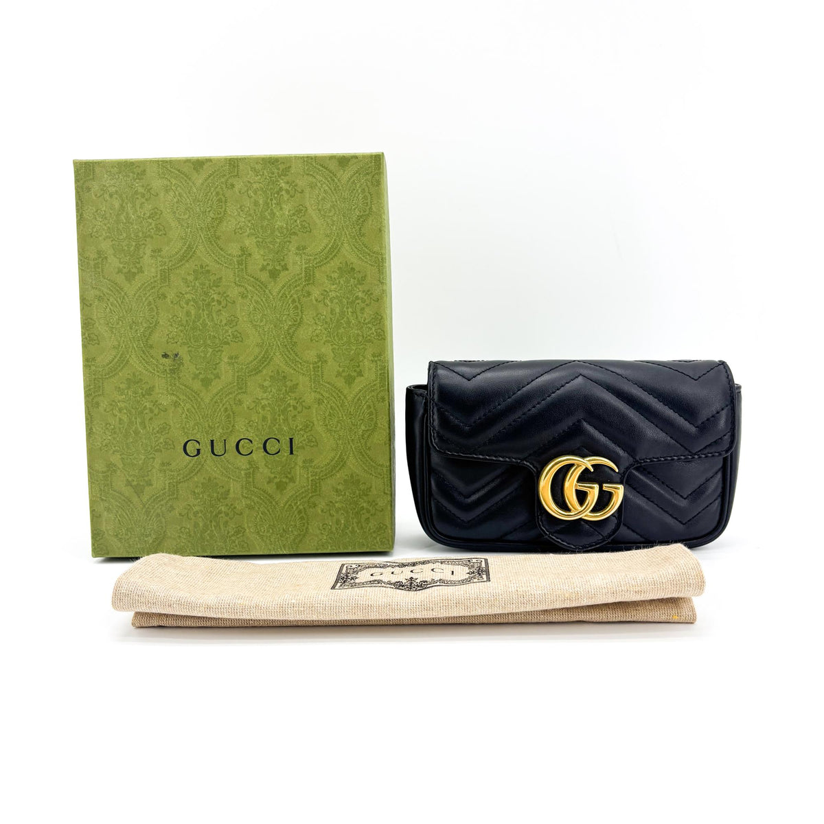Gucci GG Marmont Flap Matelasse Leather, Black, Leather, Handbag