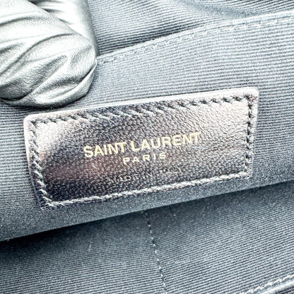 Saint Laurent Puffy Zip Patent, Black, Leather, Clutch