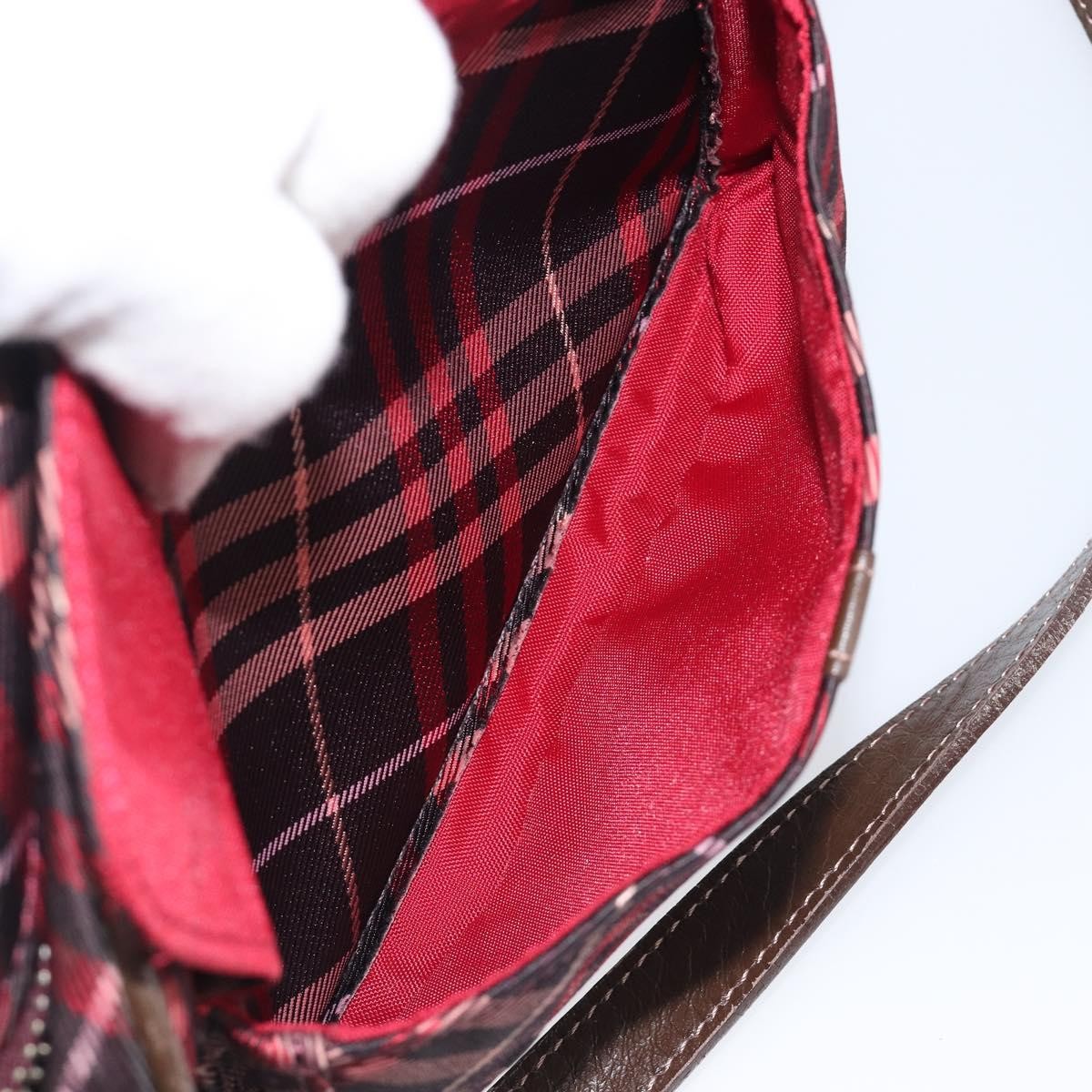 Burberry Nova Check Blue Label Nylon, Burgundy, Nylon, Shoulder Bag