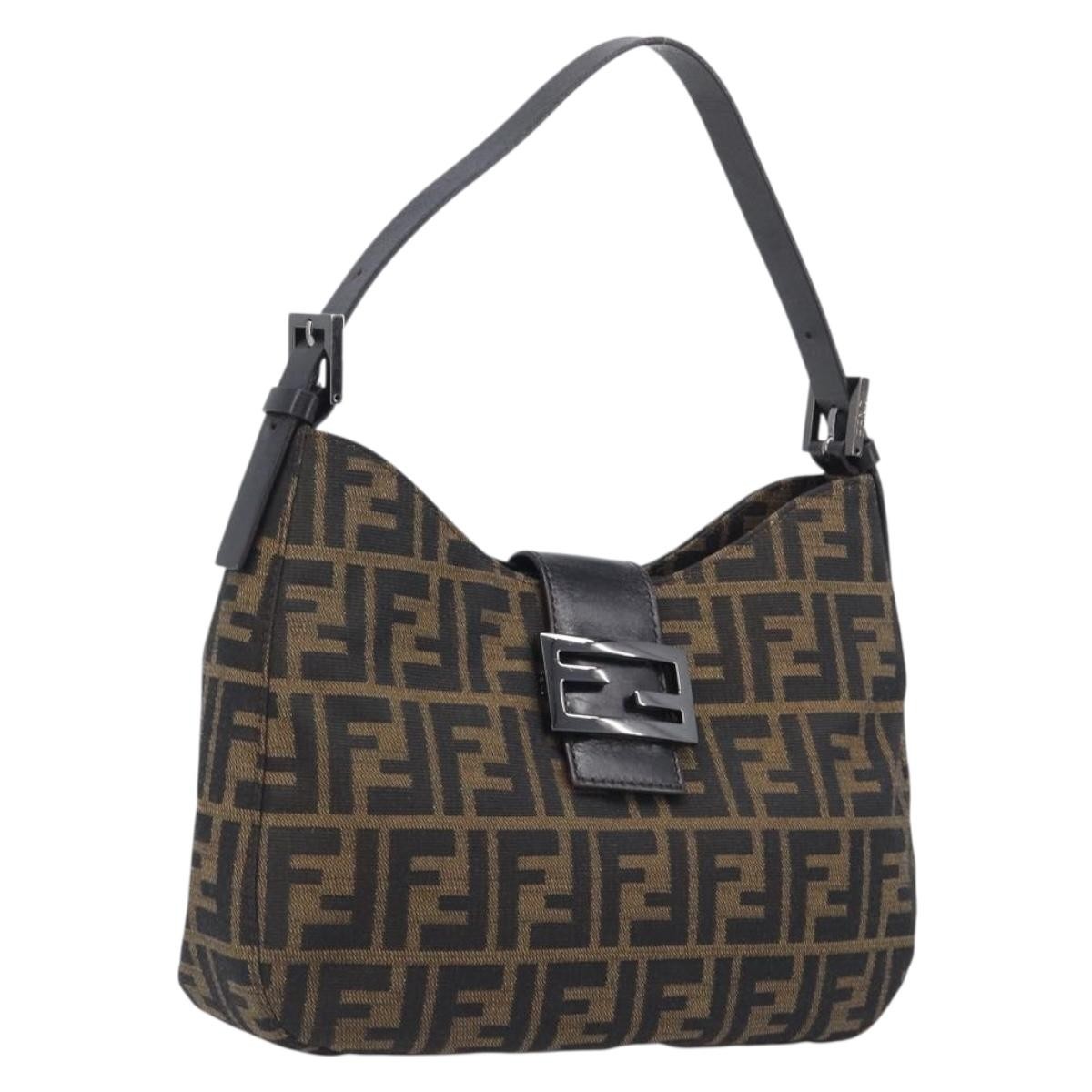 Fendi Vintage Pocket Zucca Canvas, Brown, Canvas, Shoulder Bag