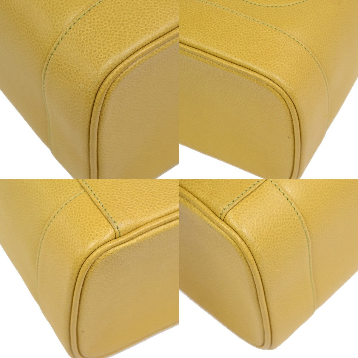 Chanel Vintage Timeless Cosmetic Case Caviar, Yellow, Leather, Clutch