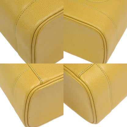 Chanel Vintage Timeless Cosmetic Case Caviar, Yellow, Leather, Clutch
