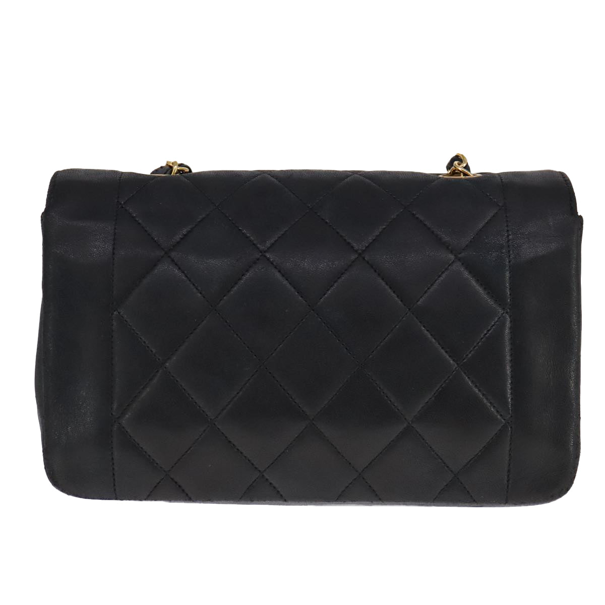 Chanel Vintage Diana Flap Bag Quilted Lambskin, BLACK, LEATHER, Shoulder bag