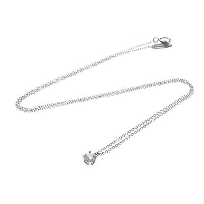 Tiffany & Co. Solitaire Pendant Platinum with Emerald Cut Diamond, Silver, Platinum, Necklace