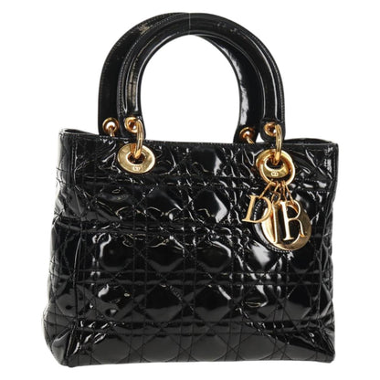 Christian Dior Lady Dior Bag Patent, BLACK, PATENT_LEATHER, Handbag