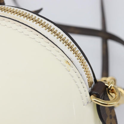 Louis Vuitton Alma Chain Vernis with Monogram Canvas, White, Patent Leather, Handbag