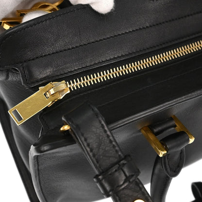 Saint Laurent Monogram Cabas Leather, Black, Calfskin, Tote Bag