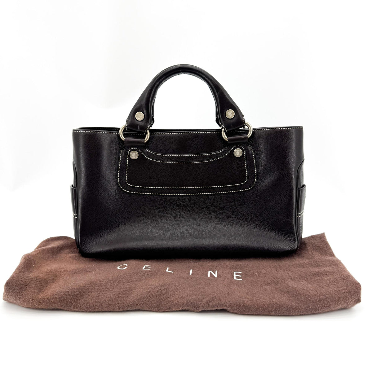 Celine Boogie Calfskin, Black, Leather, Handbag