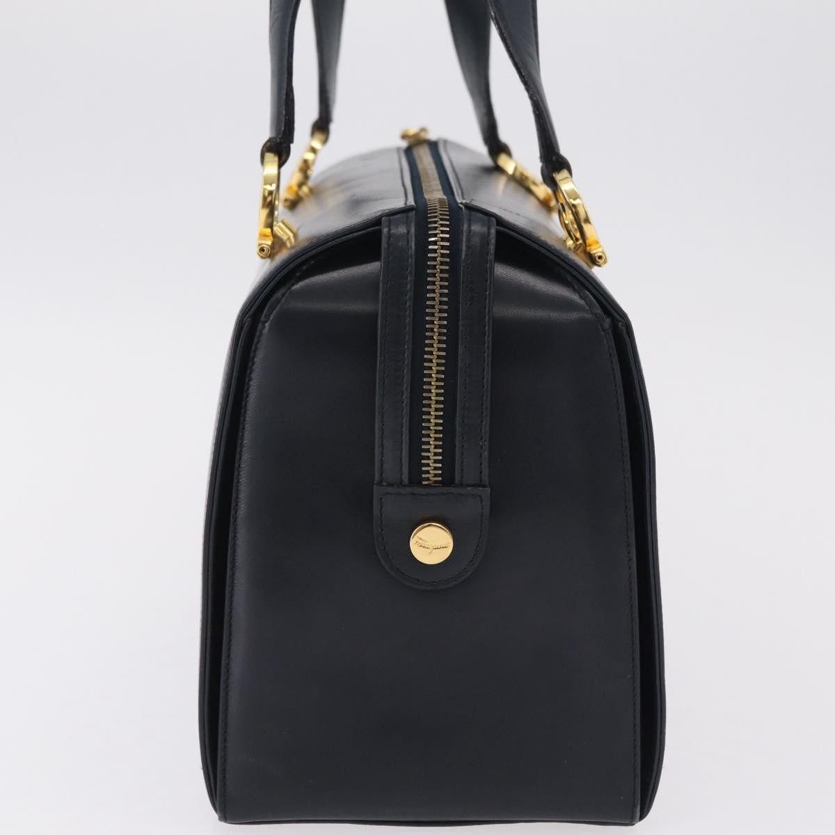 Salvatore Ferragamo Gancini Leather, Navy, Leather, Handbag