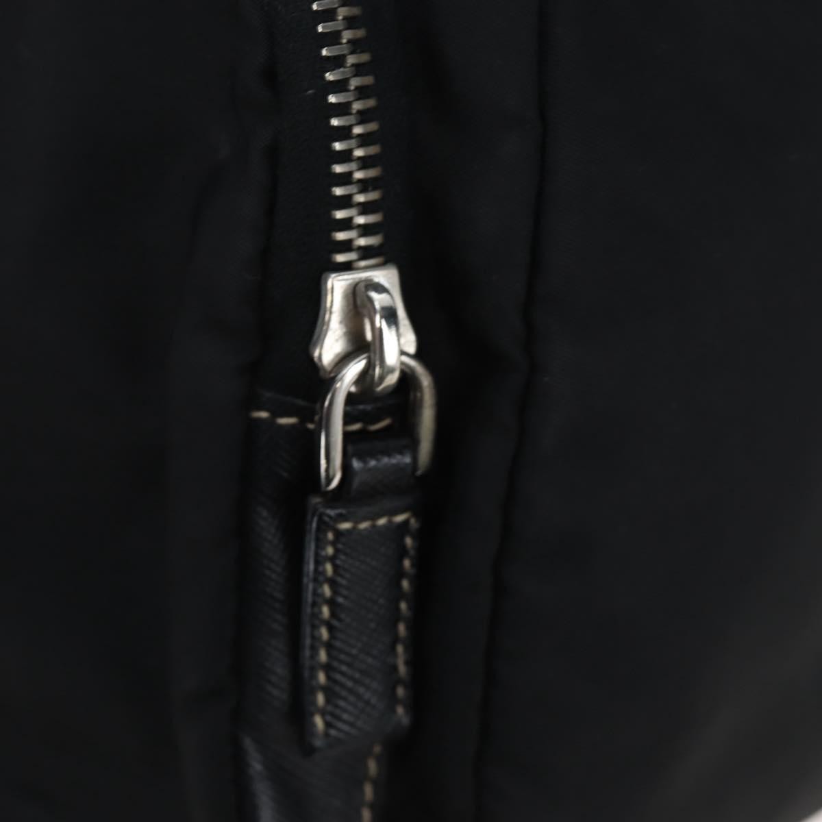 Prada Double Pocket Buckle Flap Tessuto and Leather, Black, Nylon, Handbag