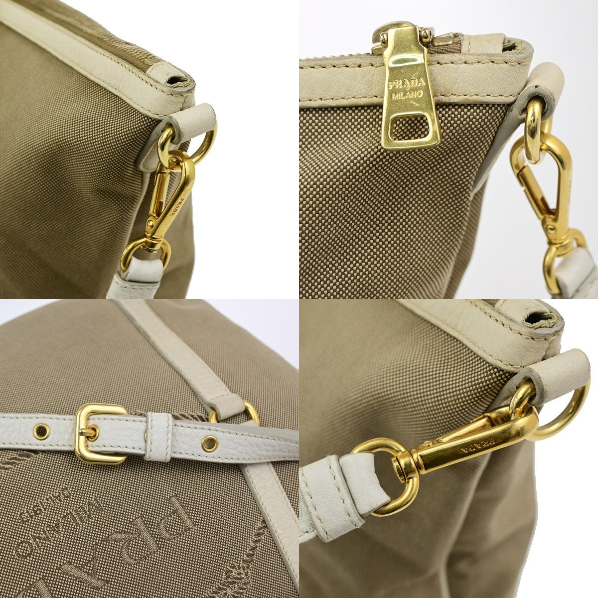 Prada Logo Convertible Shopper Canvas, Brown, Canvas, Tote Bag