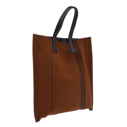 Hermes Calicut Cabas Ribbed Canvas with Leather, Brown, Canvas, Tote Bag