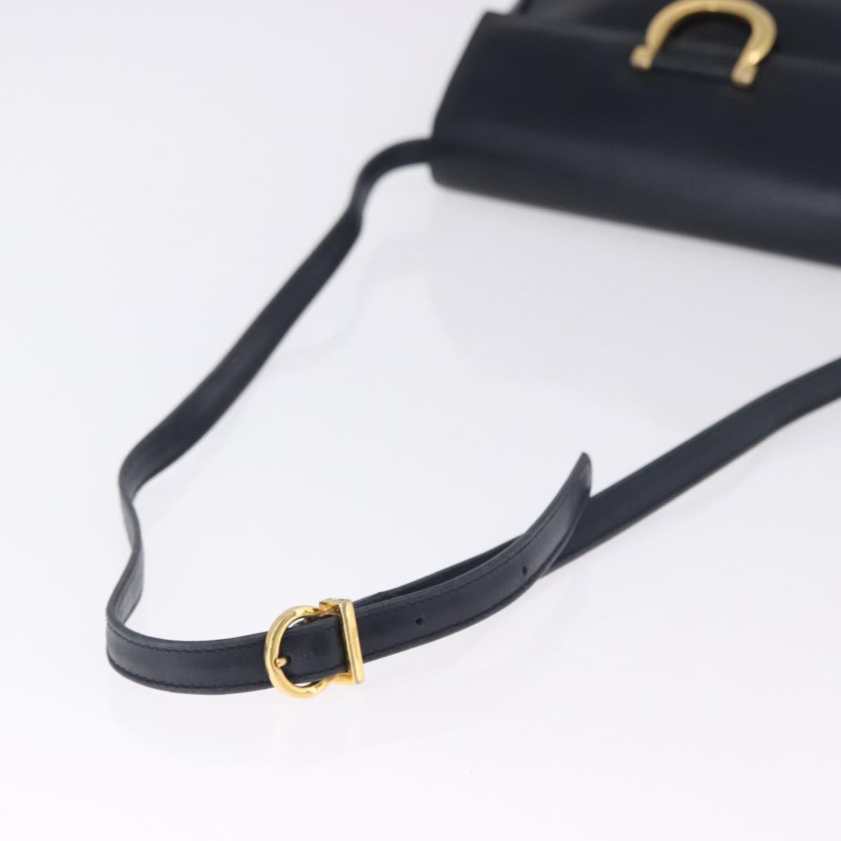 Salvatore Ferragamo Gancini Leather, Navy, Leather, Shoulder Bag