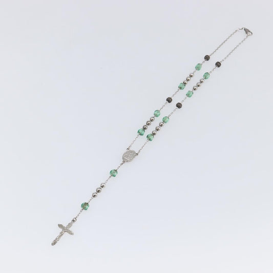 "Dolce & Gabbana Cross Pendant Metal with Crystals, Enamel and Faux Pearls", Silver, Metal, Necklace