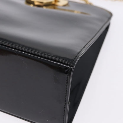 Salvatore Ferragamo Vintage Gancini Chain Patent Leather, Black, Patent Leather, Shoulder Bag