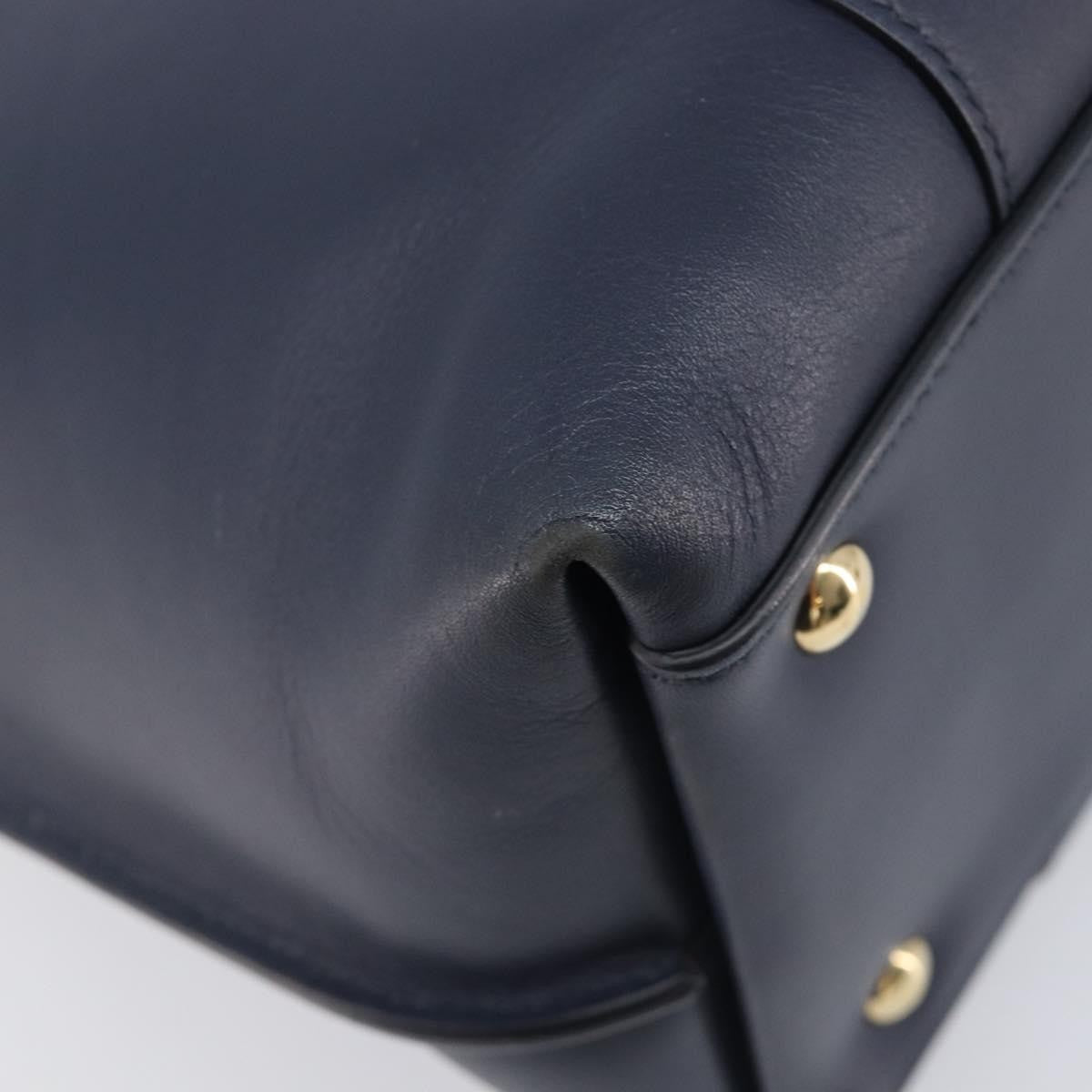 Salvatore Ferragamo Vintage Gancini Top Handle Leather, Navy, Leather, Handbag