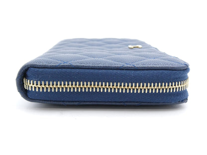 Chanel Matelasse Wallet Zippy CC, Navy, Leather, Wallet