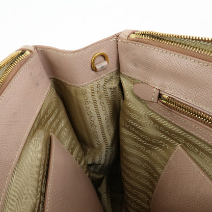 Prada Galliera Saffiano Leather with Applique, Pink, Leather, Handbag