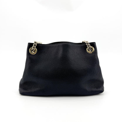 Gucci Soho Chain Strap Leather, Black, Leather, Shoulder Bag