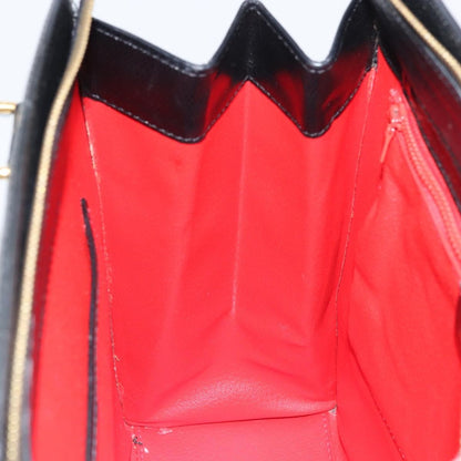 Celine Vintage turn lock shoulder Leather, Black, Leather, Handbag