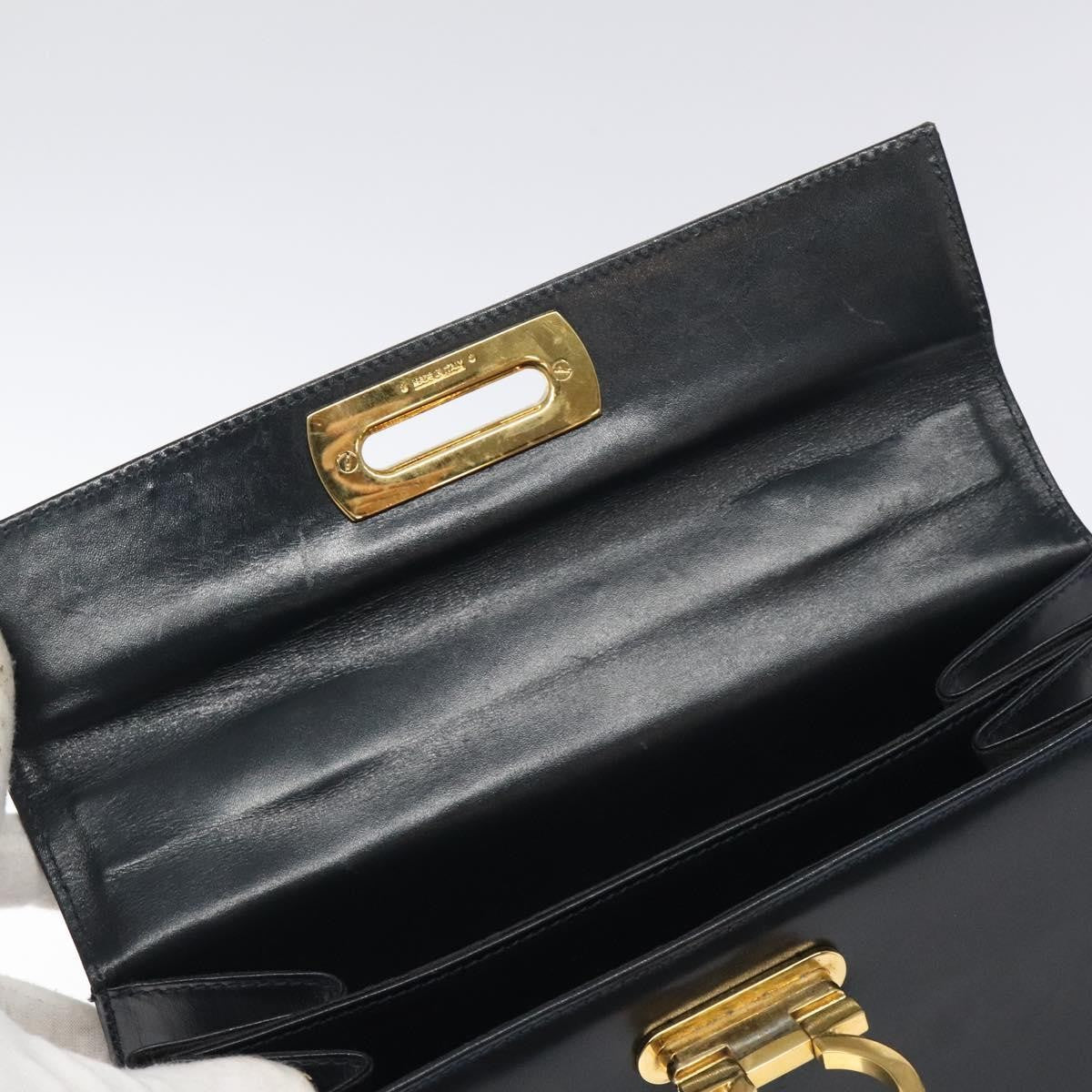 Salvatore Ferragamo Convertible Top Handle Leather, Black, Leather, Handbag
