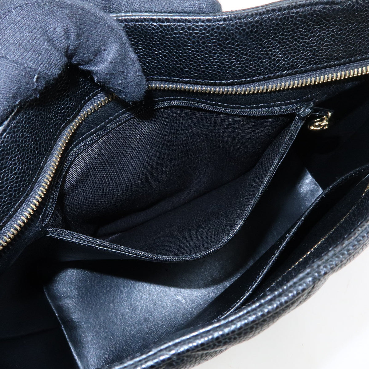 Chanel Medallion Quilted Caviar, Black, Leather, Tote Bag