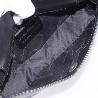 Salvatore Ferragamo Gancini Leather, Black, Leather, Shoulder Bag