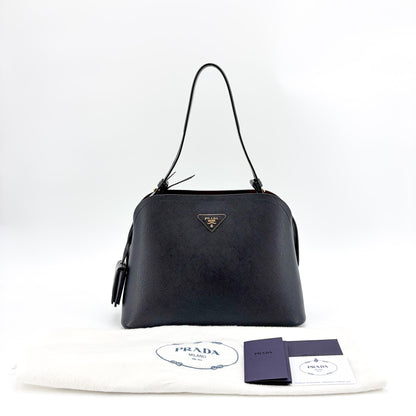 Prada Matinee Saffiano Leather, Black, Leather, Handbag