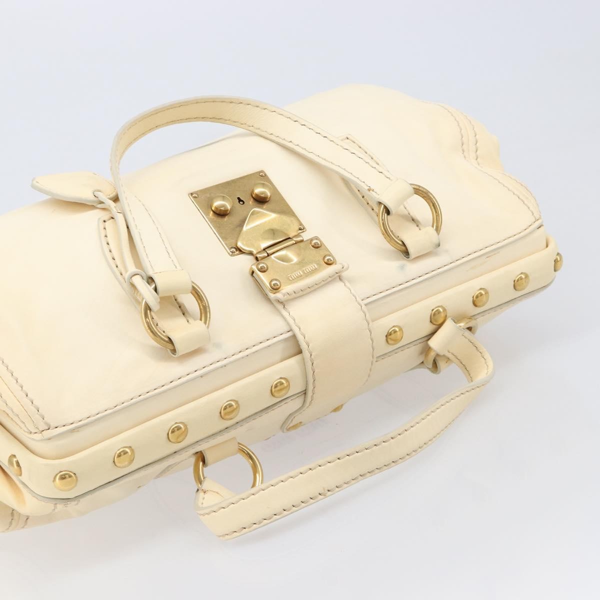 Miu Miu Beau Top Handle Leather, Beige, Leather, Handbag
