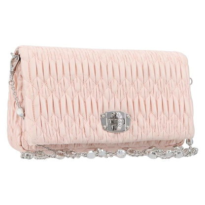 Miu Miu Crystal Full Flap Printed Calf Hair and Matelasse Leather, Pink, Satin, Shoulder Bag