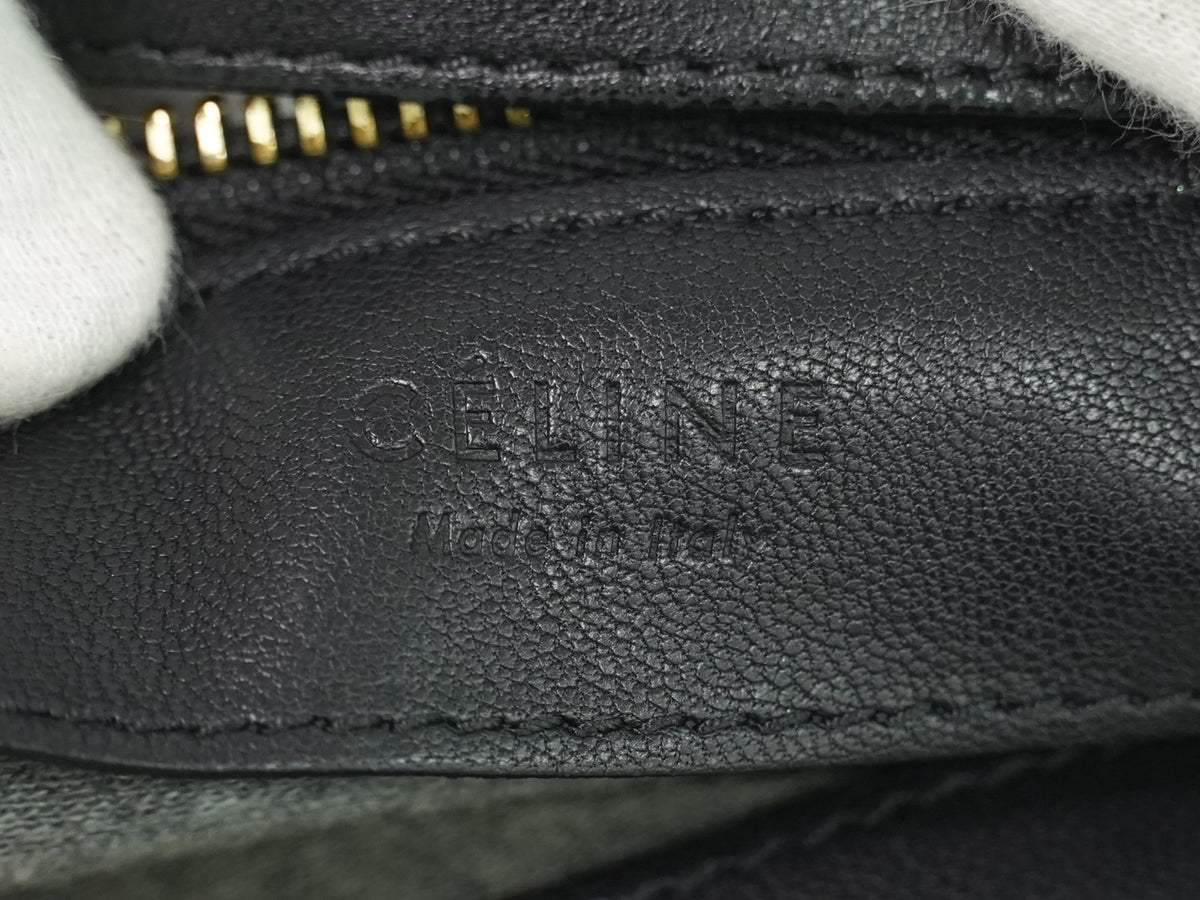 Celine Trio Leather, Black, Leather, Crossbody Bag