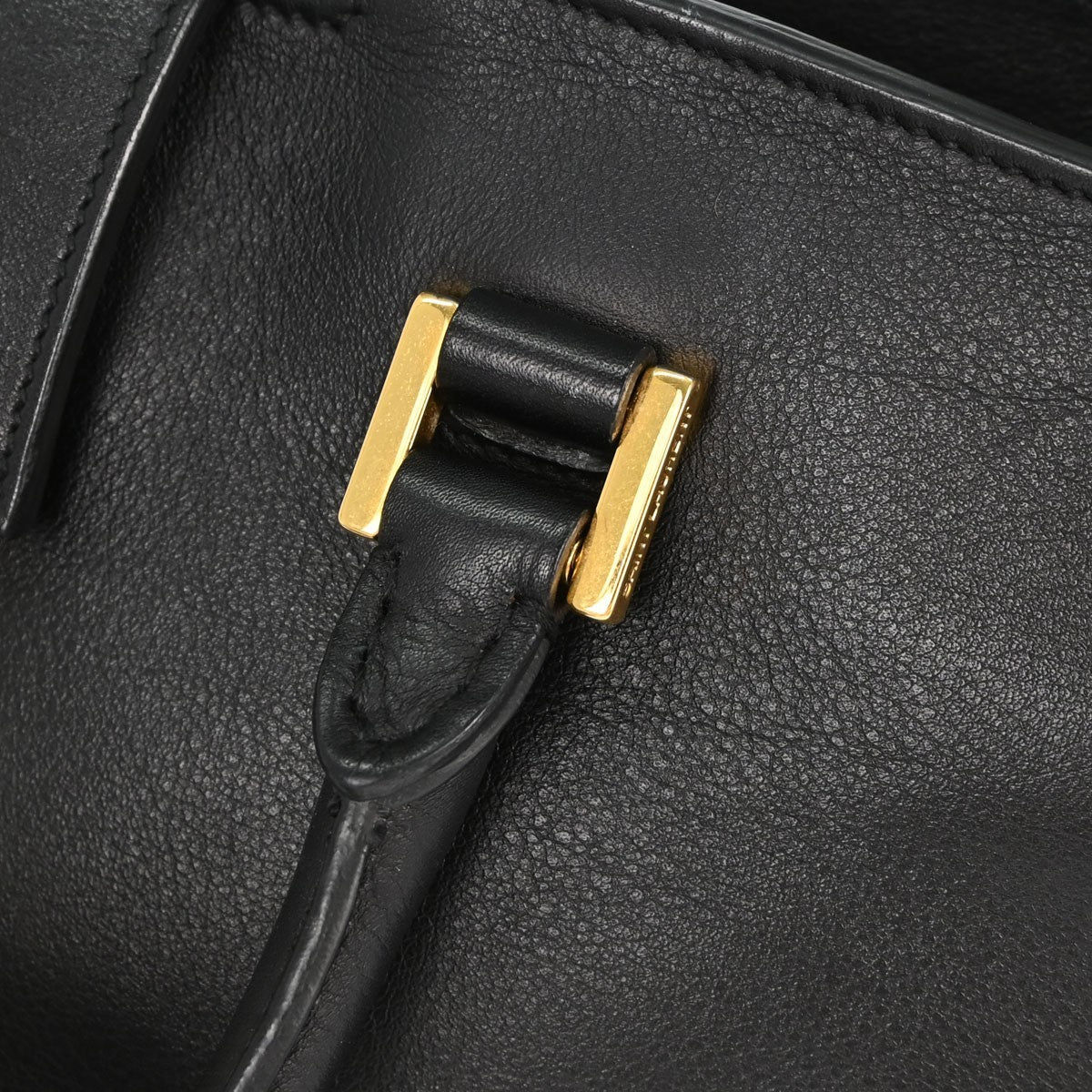 Saint Laurent Monogram Cabas Leather, Black, Calfskin, Tote Bag