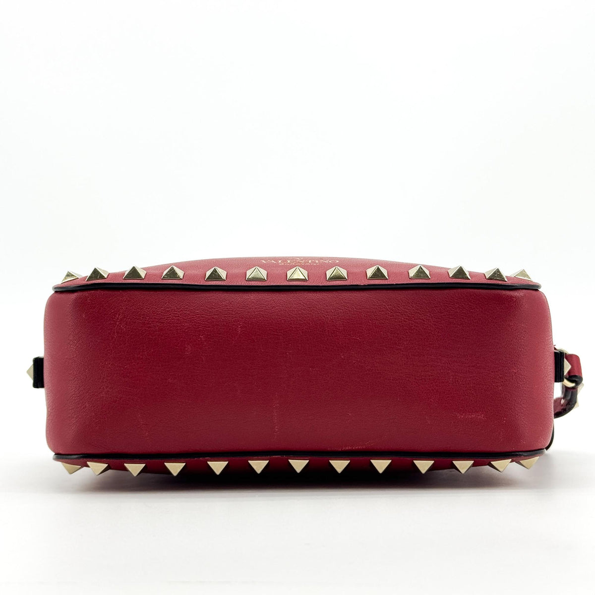 Valentino Garavani Rockstud Camera Leather, Red, Leather, Crossbody Bag